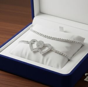 Silver CZ Bracelet / Anklet Pair